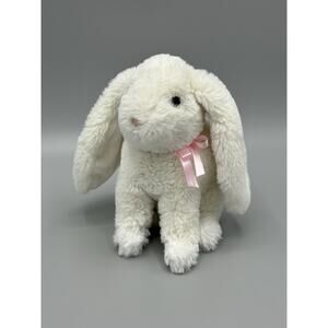 Douglas White Bunny Rabbit Plush W/ Pink Ribbon 8 Inch Stuffed Animal